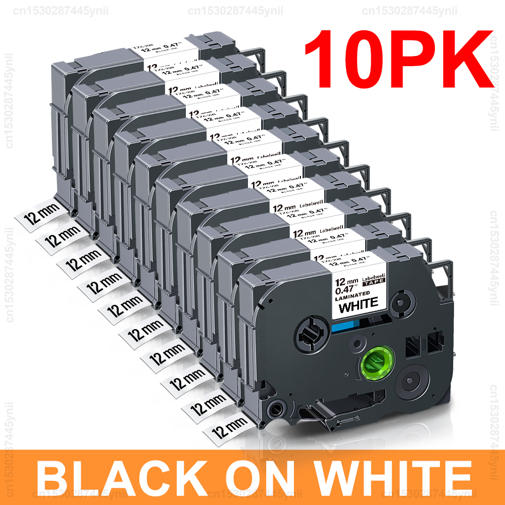 5/10/20pk tze 231 kompatibel brother etikettejp tze 231 131 531 631 334 335 12mm tejp för brother p-touch pth 110 etikettskrivare: K