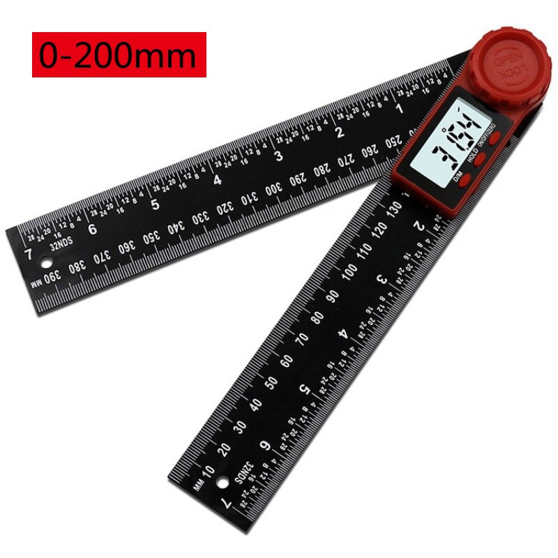 2-in-1 200/300mm Digital Instrument Angle Inclinometer Angle Digital Scale Electronic Goniometer Protractor Angle Ruler Detector: 200MM  Black
