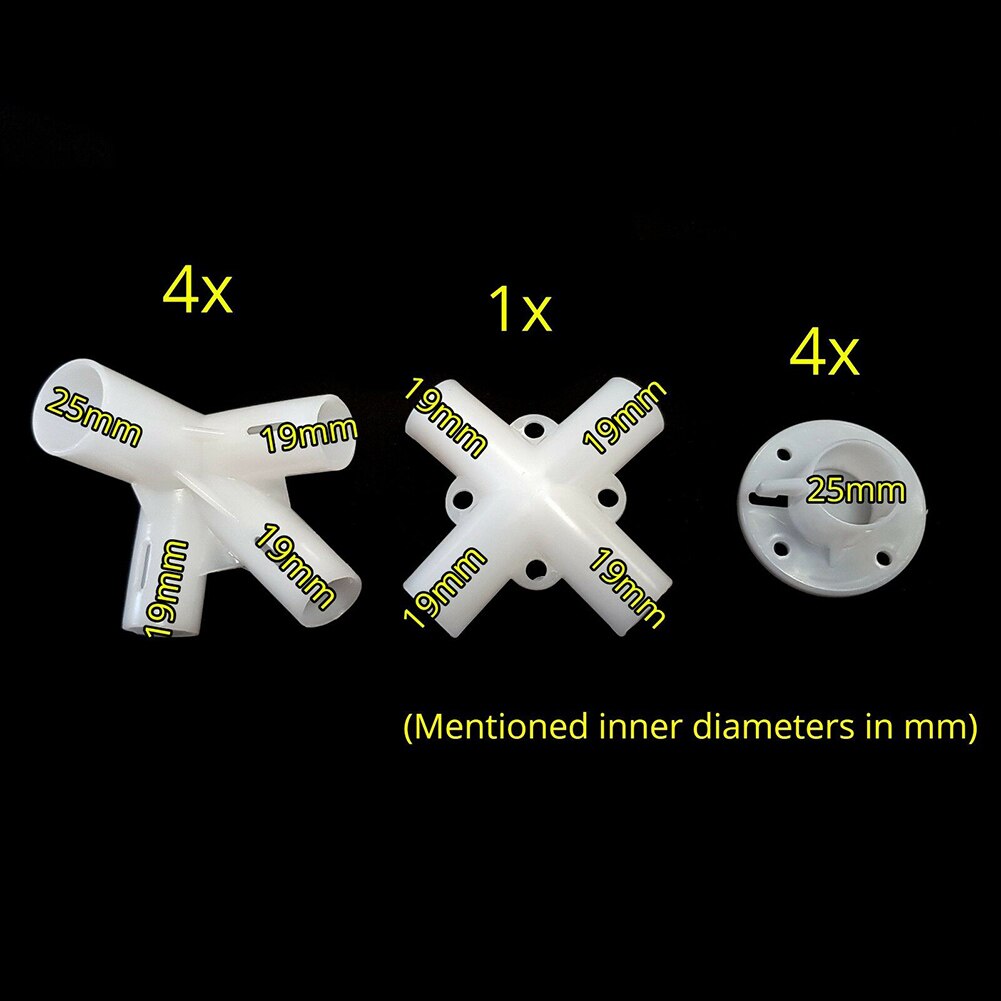 4/9 st reservdelar för 3 x 3m lusthus markis tält fötter hörn mittkontakt 25/19mm e2s