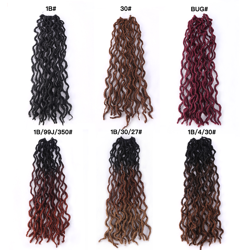 Diosa Faux Locs Crochet pelo suave rizado rastas extensiones de cabello trenzado sintético pelo Ombre Crochet Locs trenzas al por mayor