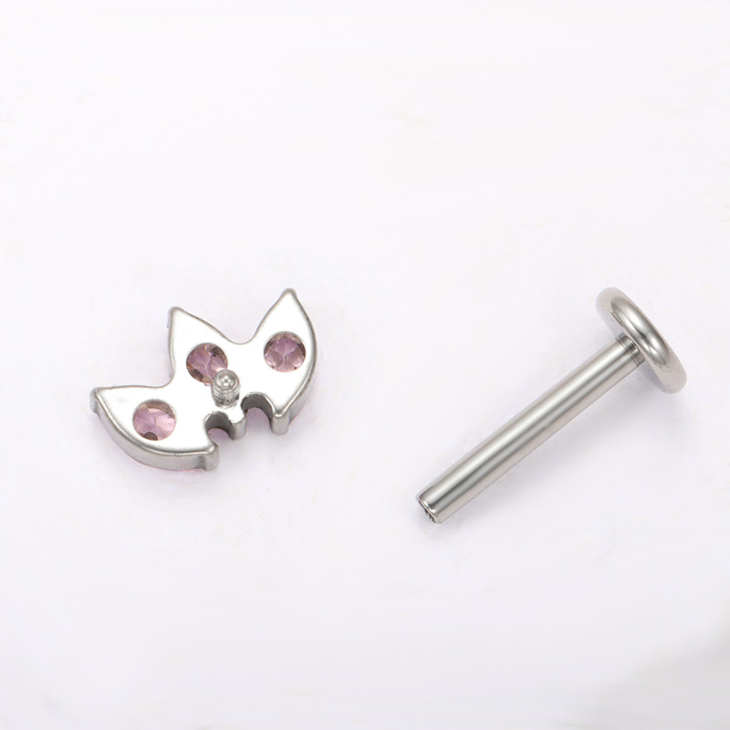 G23 titan piercing labret innvendig gjenge leppepiercing marquise kubisk zirkonia leppestift ørebein negl kroppspiercingsmykke