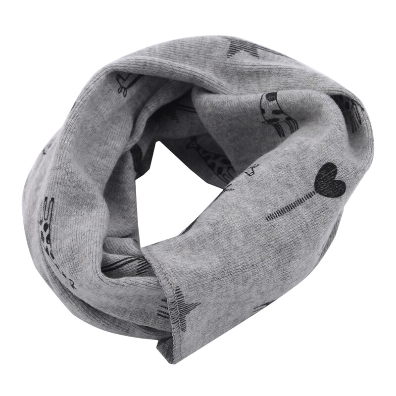 Winter Scaf Kids Boys Girls Cotton Blend Multi Use Neck Warmer Scarf Hat Bandana Print Cartoons Scarf: Grey giraffe