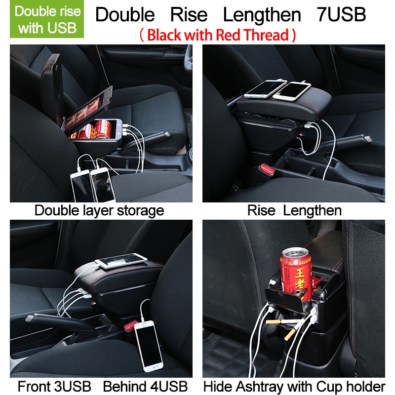 Til seat mii armlænsboks central butik indholdsboks med kopholder askebæger kan hæve med usb tilbehør