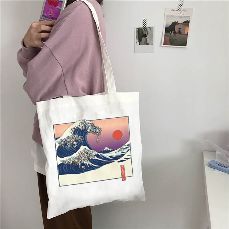 Vrouw Canvas Schoudertas Leuke Cartoon Ulzzang Ins University Vrouwen Schoudertas Met Japanse Golf Print