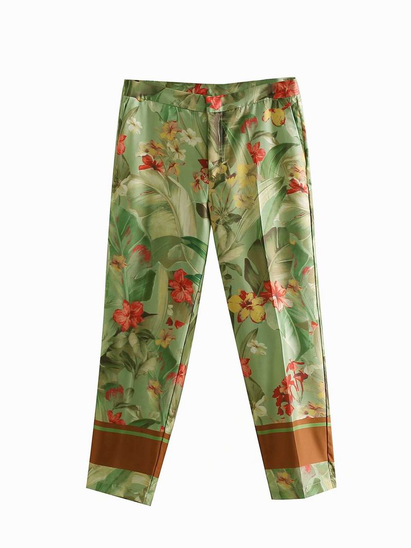 Women Pant Suits Spring Floral Prints Clothing Modern Lady's Casual Blaze and Mid-Calf Pants