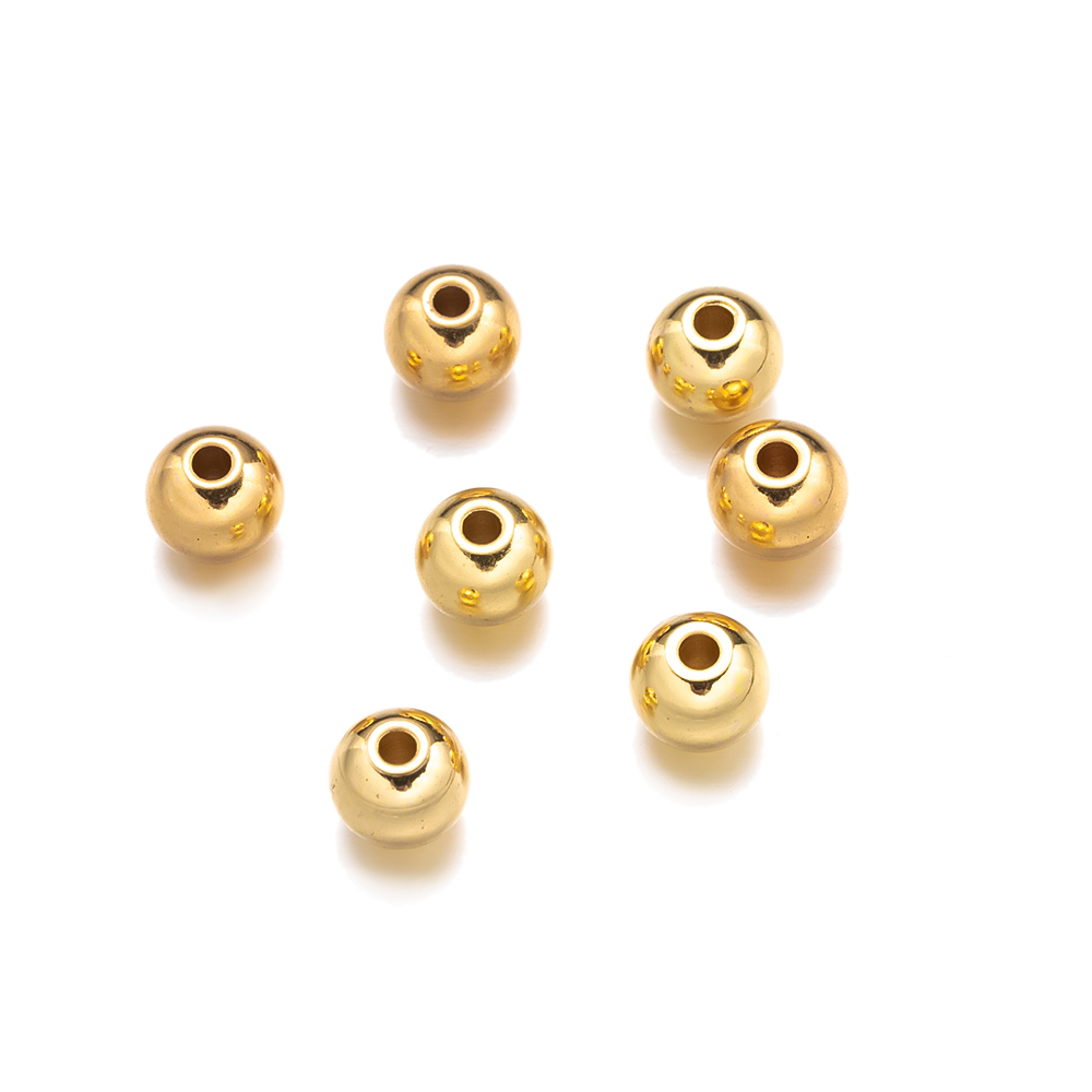 Bola de acero inoxidable de 2-10mm, 50 piezas, Ojo de correo, cuentas doradas sueltas para accesorios de bricolaje, perforación, bola de acero sólido