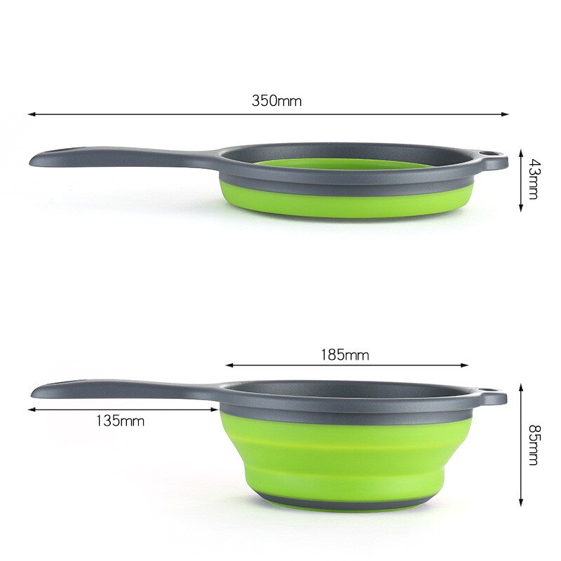 Folding With Handle Silicone Plastic Colander Drain Basket Fruit Vegetable Washing Strainer Drainer Kitchen Accessories