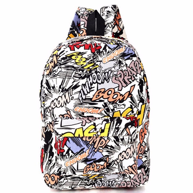 Cartoon Graffiti sac à dos toile femmes sac à bandoulière meilleur voyage adolescent fille garçons école sac à dos femme sac à dos sac à dos