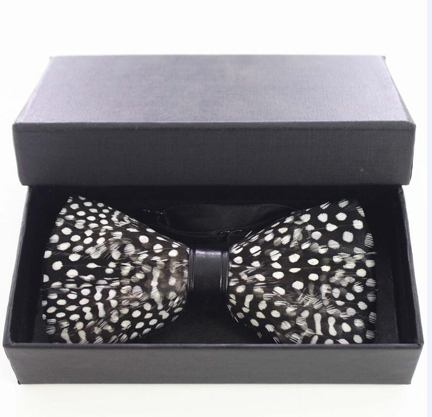 Ricnais – nœud papillon en cuir et plume pour homme, fait à la main, avec boîte , accessoires pour fête de mariage: 12