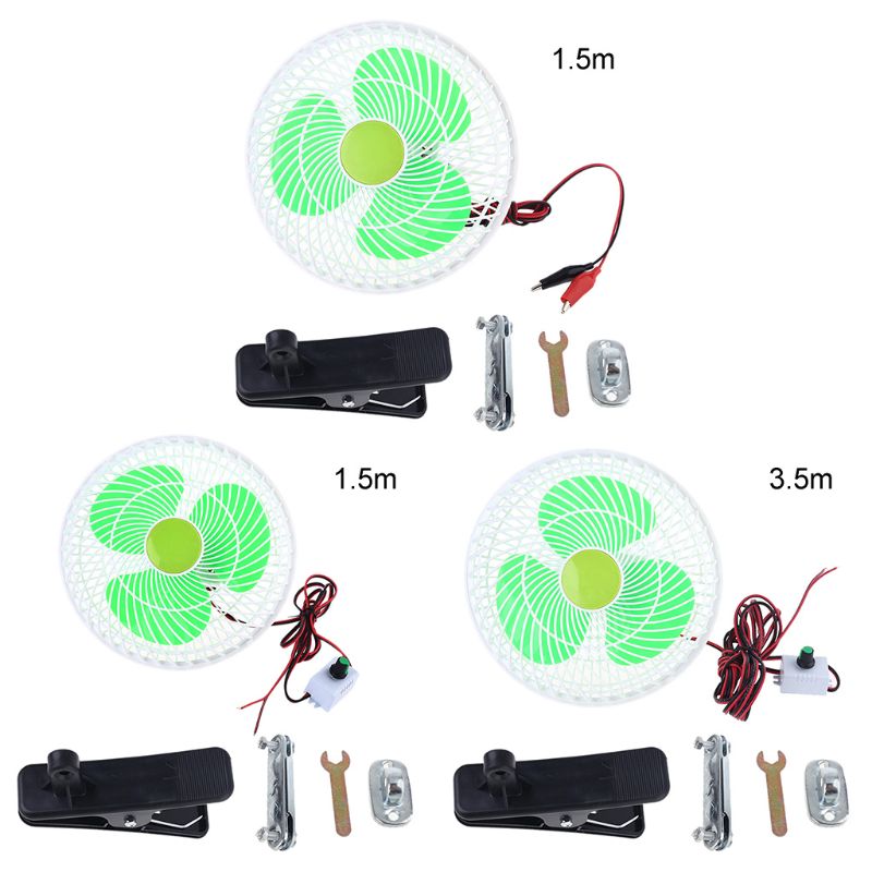 12V Oscillating Stepless Speed Air Cooling Electric Fan Swing Clip Fan for Car Vehicle Outdoor Home Camping Hiking