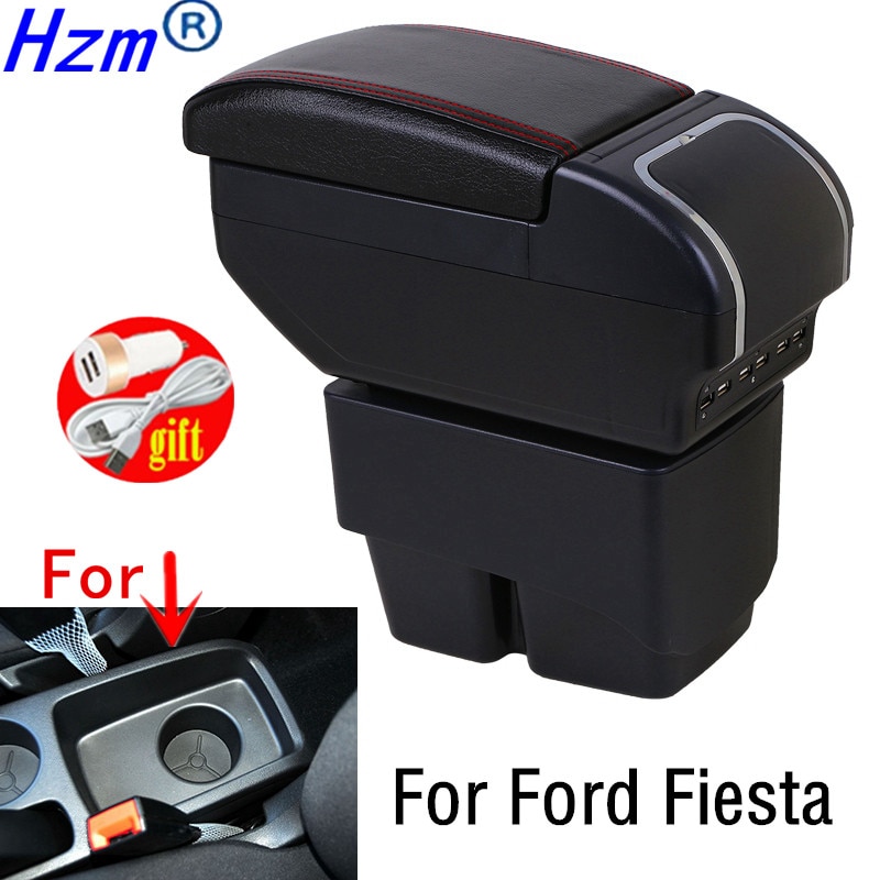 For Ford Fiesta armrest box central Store Centre Console box with cup holder