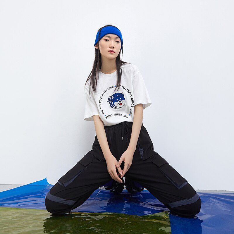 Toyouth-Pantalones deportivos para mujer, pantalones bombachos informales con múltiples bolsillos y cordón, estilo callejero, para verano,