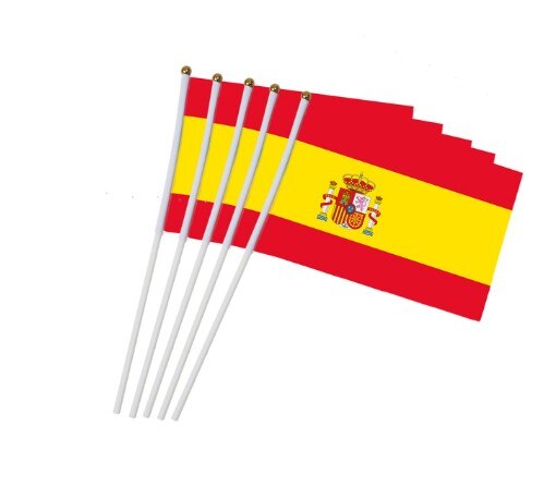 Spanje Hand Vlaggen Wapperende Vlag 14*21 Cm Handvat Vlaggen Met Vrolijke