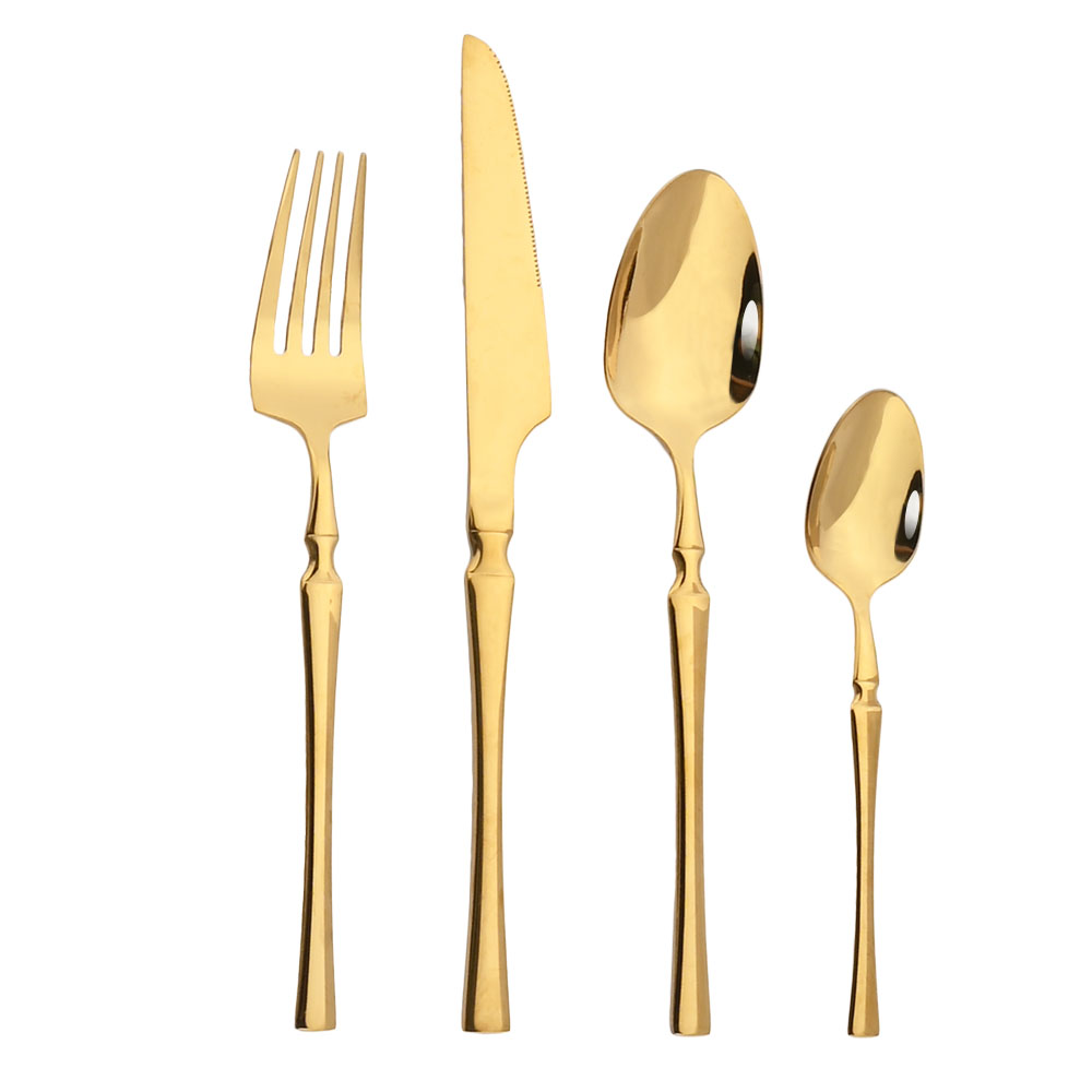 Argent brillant Vaisselle Ensemble De Couverts En Acier Inoxydable 4/8/16/24/32Pcs Fourchette Couteau Cuillère Couverts Vaisselle Cuisine Argenterie: 2 Set / Gold