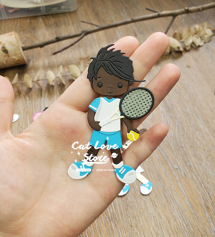 Tennis Men Women Players Metal Cutting Dies Scrapbooking Stencil Die Cuts Card Making DIY Craft Embossing Dies For