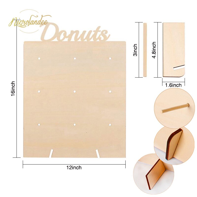 Nicrolandee Hout Donut Muur Display Stand Hout Donut Display Board Voor Bruiloft Verjaardag Baby Shower Bridal Shower Feestartikelen