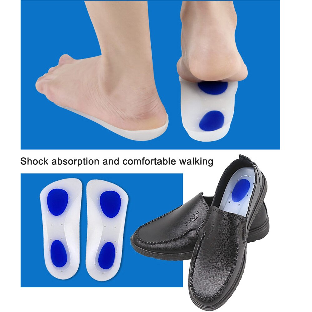 1 par silikone indlægssåler svangstøtte ortopædiske silikone sko indlæg hælskåle 3/4 smertelindrende plantar fasciitis indlægssåler unisex
