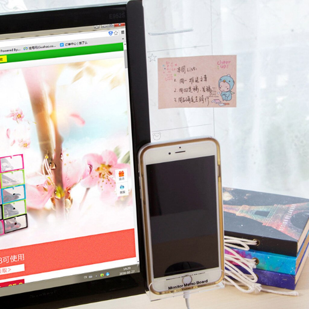 Creatieve Acryl Monitor Bericht Memo Board Voor Sticky Note Transparant Naam Card Phone Holder Desktop Plastic Houder Briefpapier: Default Title