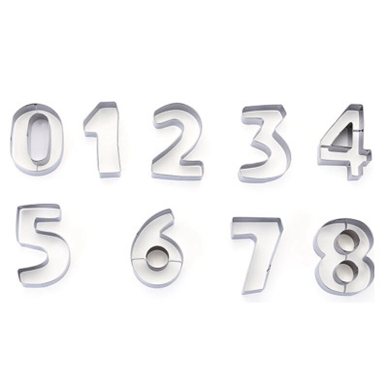 Stainless Steel Cookie Cutter Number Shapes Set with Bonus Dough Cutter