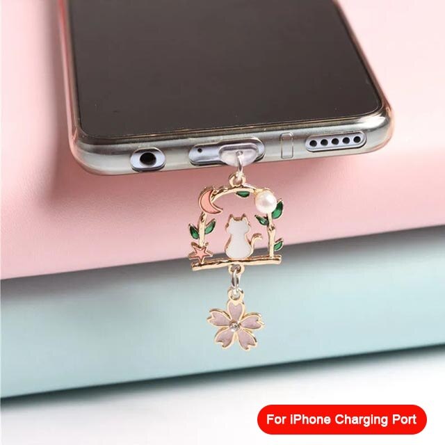 Telefon charm anti damm plugg kawaii tecknad laddning port damm pluggar söt ladd dammskydd skydd för iphone 7 x xr: F