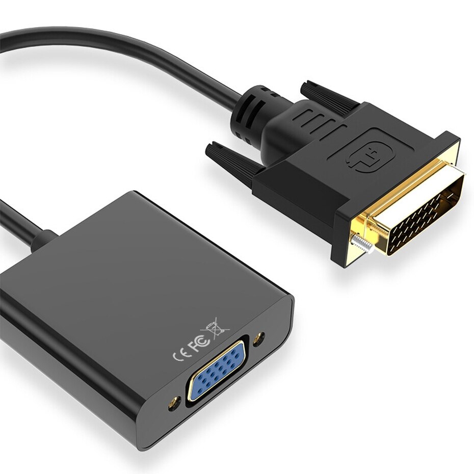 Full hd dvi-d til vga adapter 24+1 for pc datamaskin hdtv monitor projektor skjerm 1080p 25 pins  to 15 pins kabel omformer adapter: Default Title