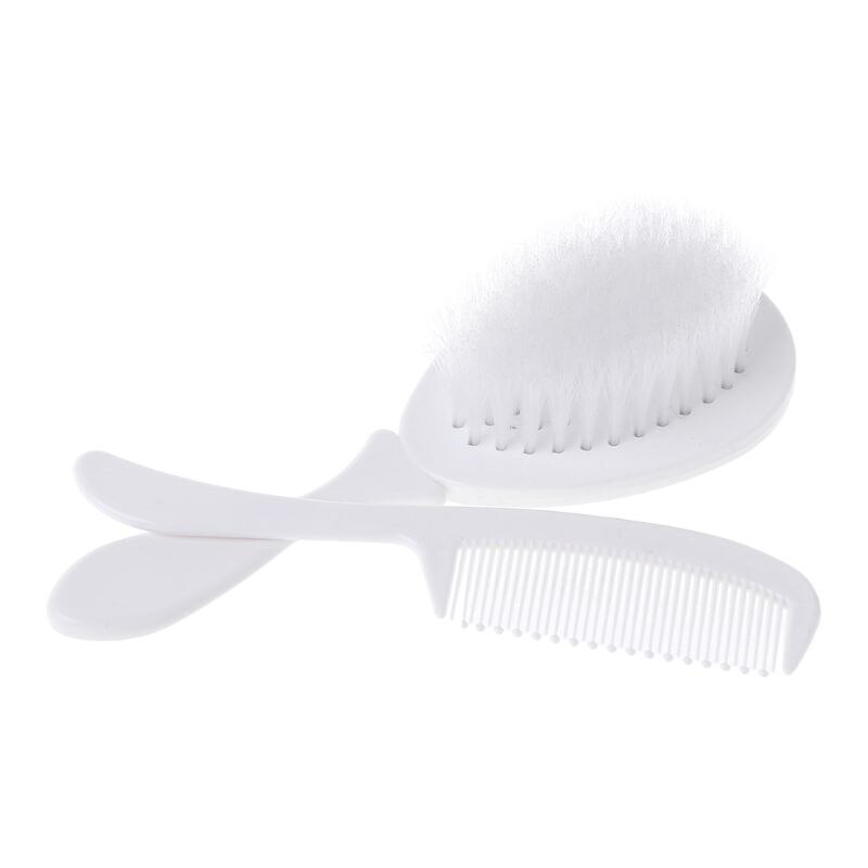 1 Juego de cepillo para bebé, artículos para lactante, lavado de cabello, cerdas suaves, punta redonda, seguro, masaje de cabeza, aseo: Blanco