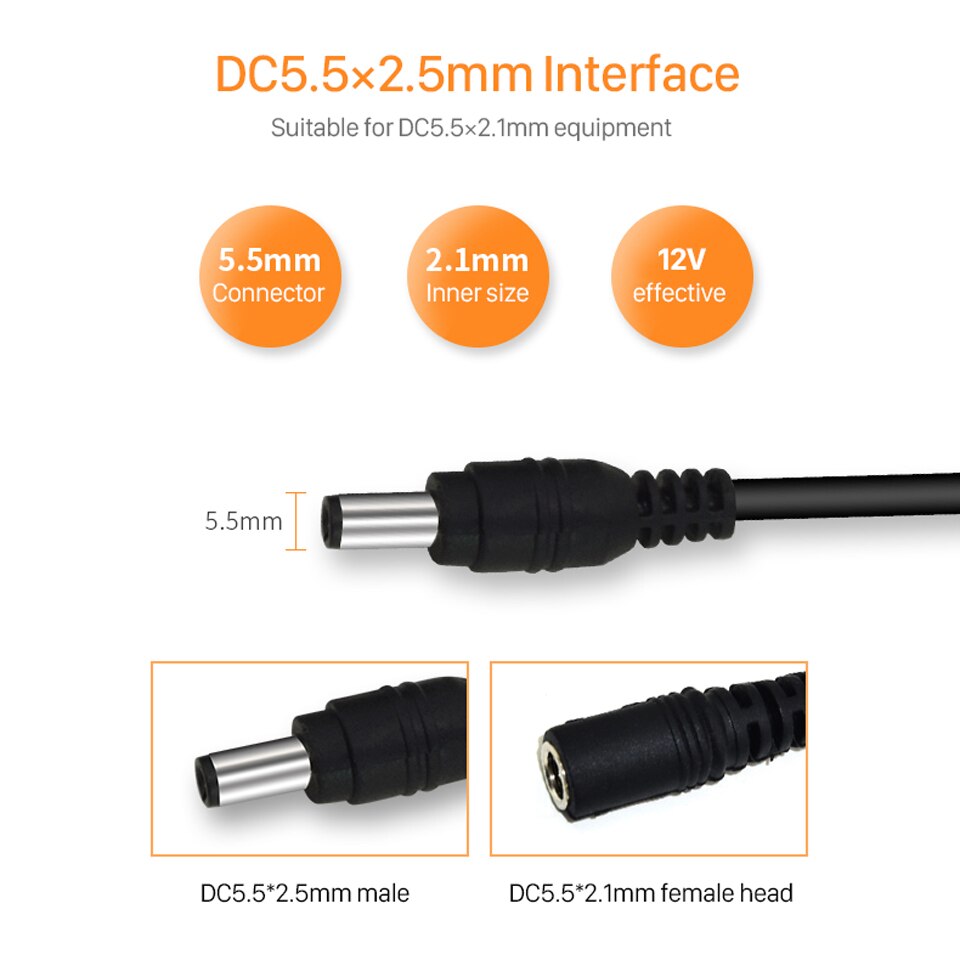 1pcs DC Power Extension Cable 3 Meter/ 10FT Jack Socket To 5.5mmx2.1mm Male Plug For CCTV Camera 12 Volt Extension Cord