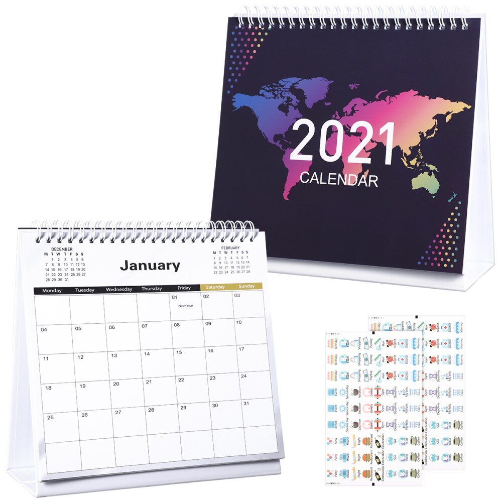 Stobok desk kalender 12 måneder stående flip kalender løber fra januar til december daglig planlægger hele året
