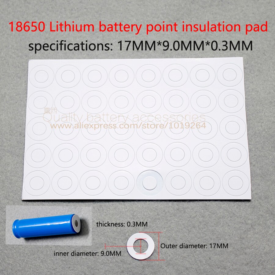 100 Stks/partij 18650 Lithium Batterij Hoge Temperatuur Isolatie Pakking 18650 Holle Platte Oppervlak Isolatie Pad 17*9.0*0.3 meson
