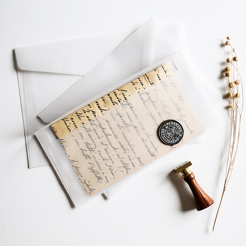 50Pcs/lot 17.5cm ~ 23cm translucent mailer/ envelope DIY parchment paper envelopes for Wedding Party Invitation Card Envelopes