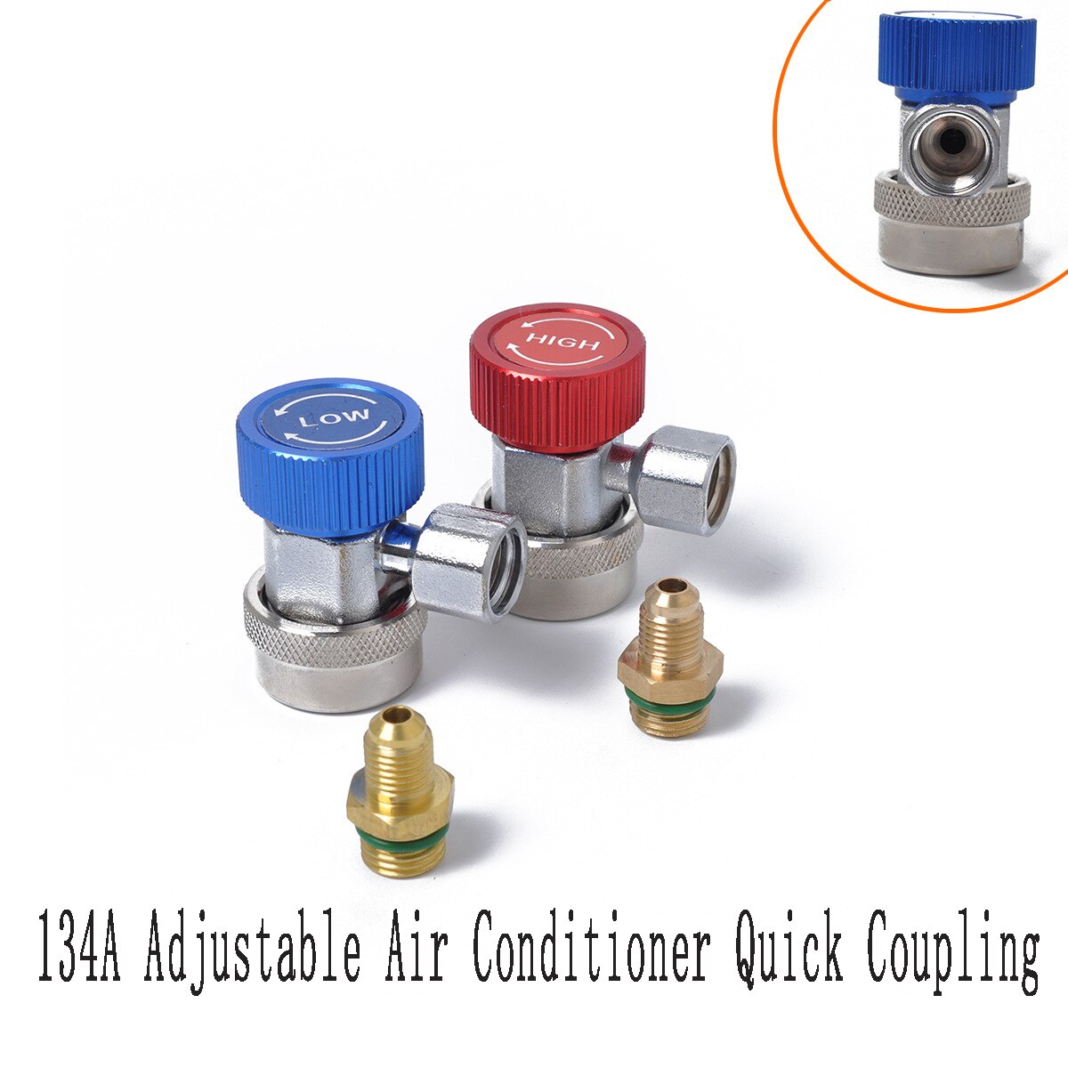 134A Adjustable Air-conditioning Quick Coupling Refrigerant Meter Fluoride Valve (a Pair of Red and Blue) Refrigeration Tools