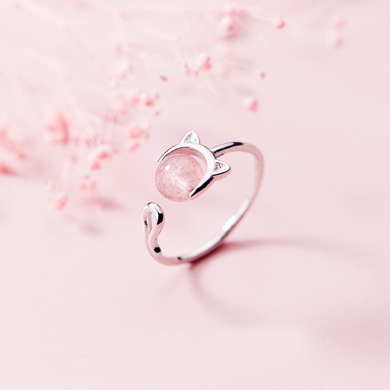 Ryoucute anel 100% de prata, joia nova de designer com pedra grande e anéis de gatos para mulheres, bijuterias, antiguidade