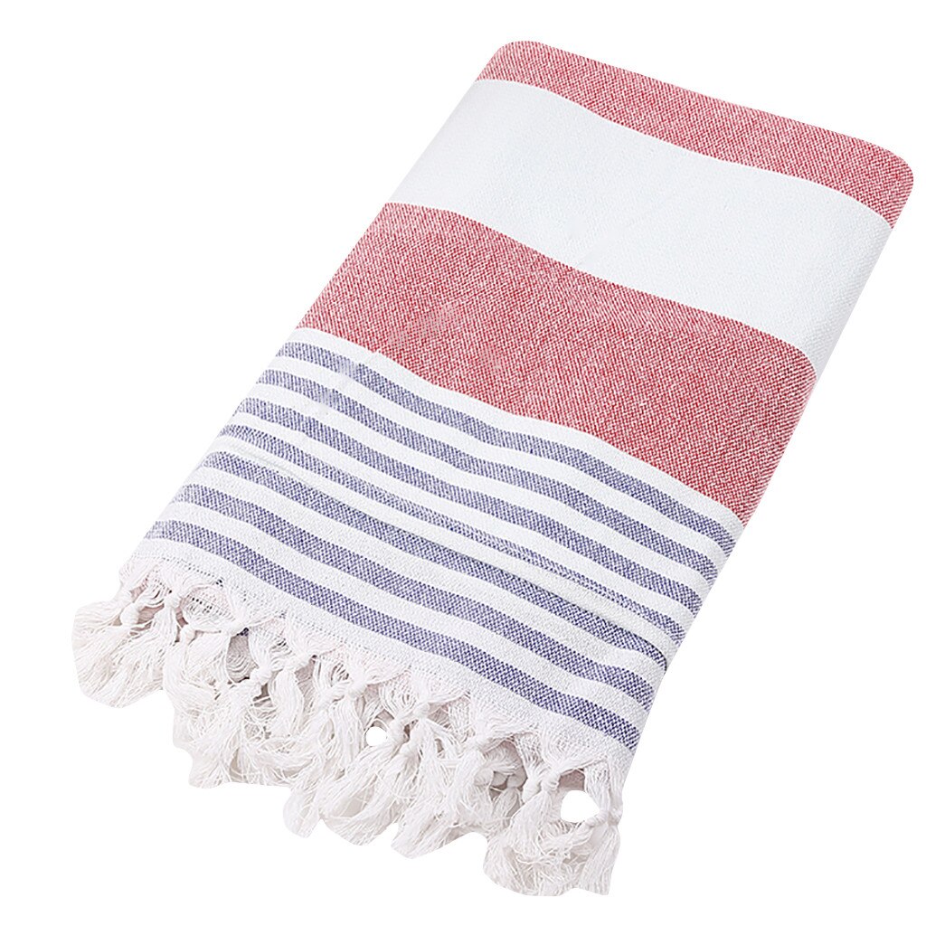 Ouneed Adult Bath Towel Cotton Turkey Simple Stripe Pattern Fringe Beach Towel Stained Jacquard Towel Bath Towels