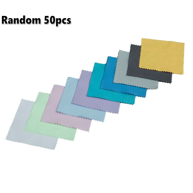 50/40/30/20/10Pcs Sieraden Schoonmaakdoekje Roze Polijsten Doek Voor Sterling Zilver Goud platina Kleine Polish Doek 8x8cm: Random 50pcs