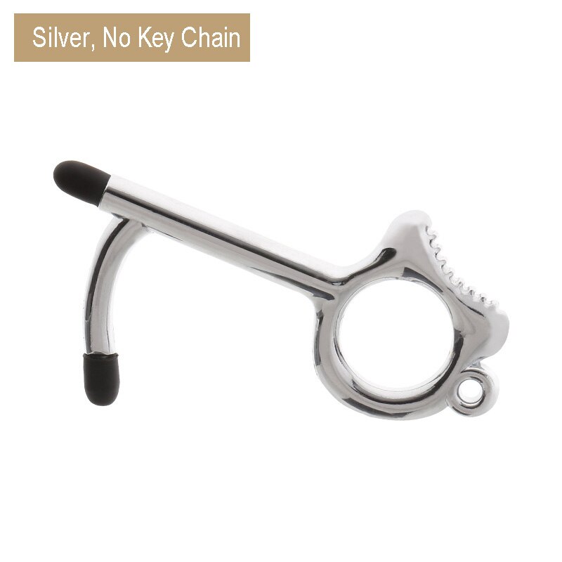 10 stuks/partij edc deuropener hygiëne hand antimicrobiële touchscreen stylus pers lift gereedschap deurgreep sleutelhanger: Zilver