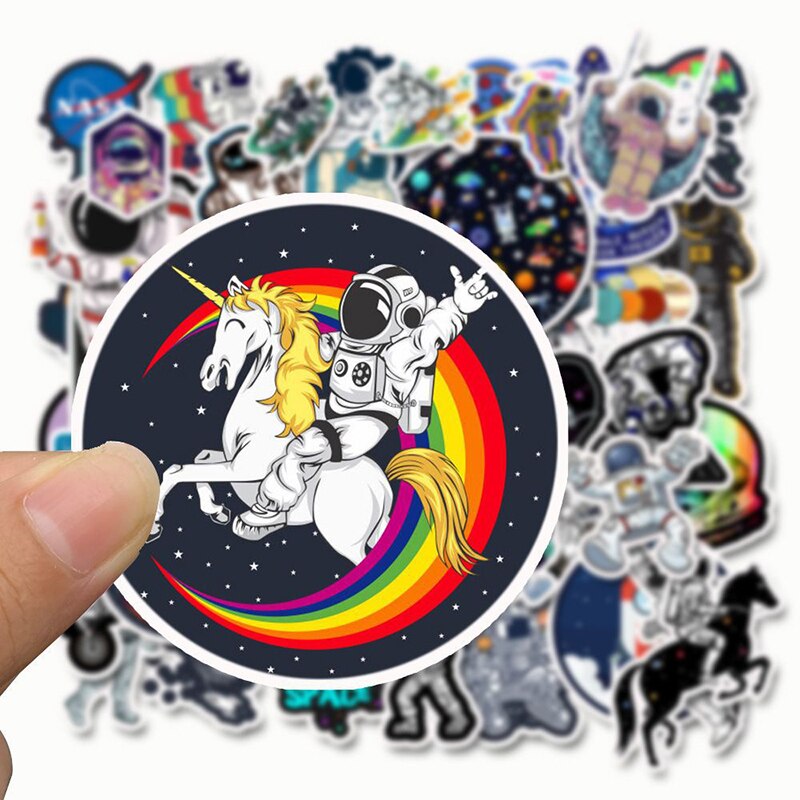 50PCS Galaxy Space Planetary Astronaut Stickers For Suitcase Guitar Computer Skateboard Motorcycle PVC Waterproof Laptop Sticker