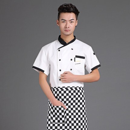 Kokkedragt kortærmet kokkeuniform udtjekket kokkejakke billigste kokkeskjorte restaurantoverdele hoteluniform: Beige / L