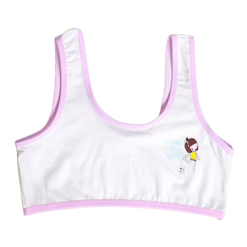 Tenåringe baby jenter nydelig tegneserie trykk undertøy trenings-bh upolstret Vest: Lilla