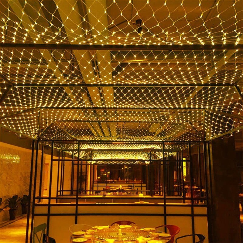 Filet lumineux LED en maille pour rideau de fenêtre, guirlande lumineuse féerique de noël, fête de mariage, lumières de , 2x2M 3x2M 6x4M