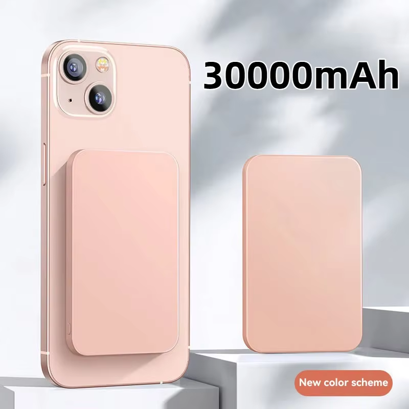 50000 mah trådlös magnetisk powerbankladdare snabbladdningsbar extern reservbatteri för apple iphone android: Orange