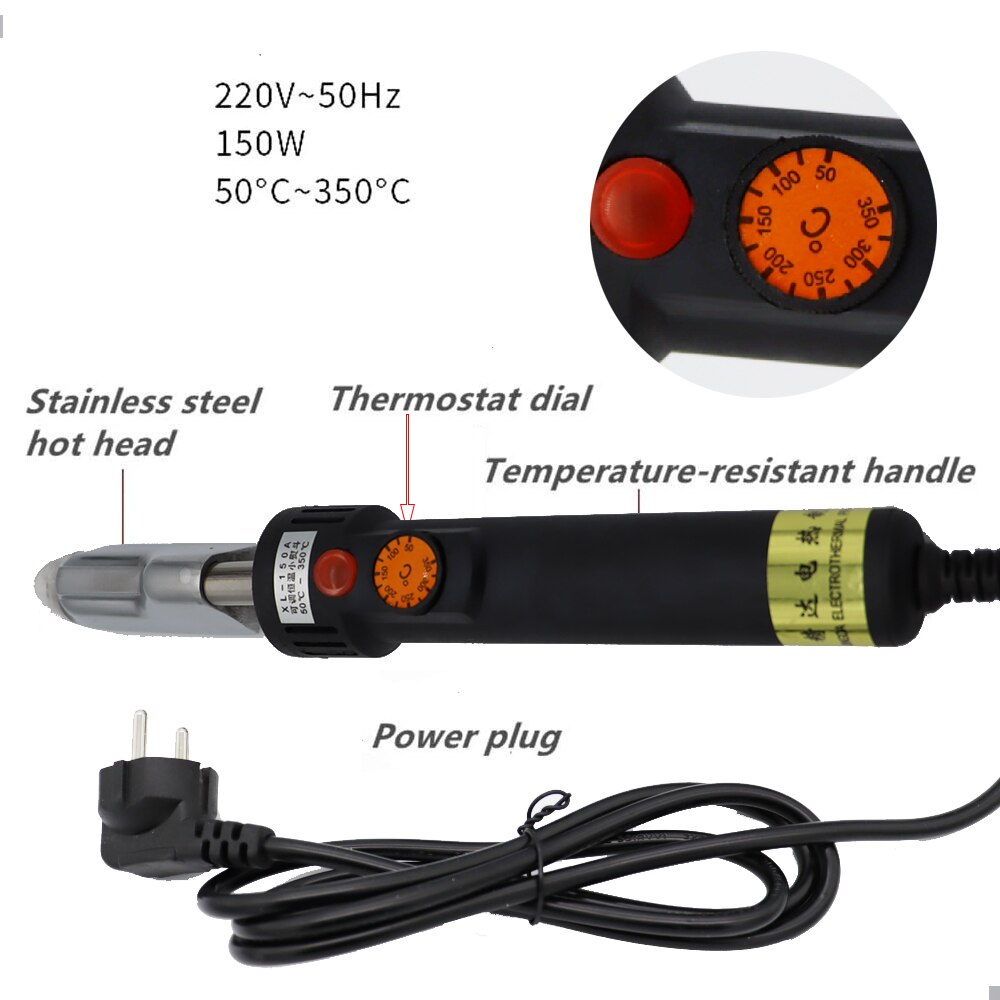 150W Handle Electric Mini Leather Iron 220V Wrinkles Removing Smoothing for Leather Clothes Leatherwear Bag Shoes Ironing: EU NO LED