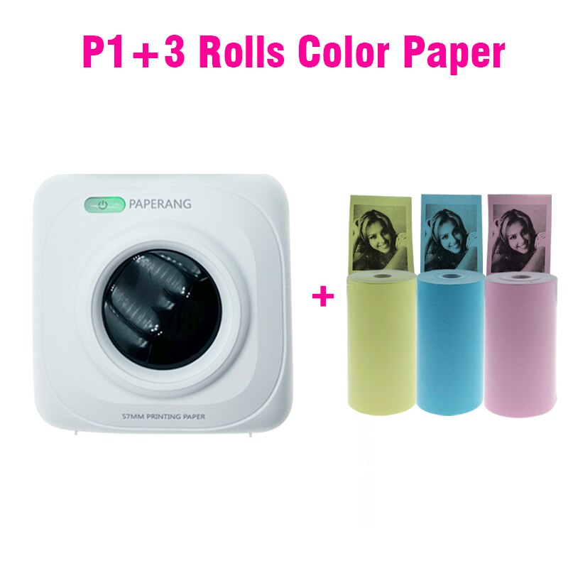 Paperang – mini-imprimante photo thermique Portable P1, bluetooth, USB, pour téléphone Android et iOS: P1 3 Rolls color