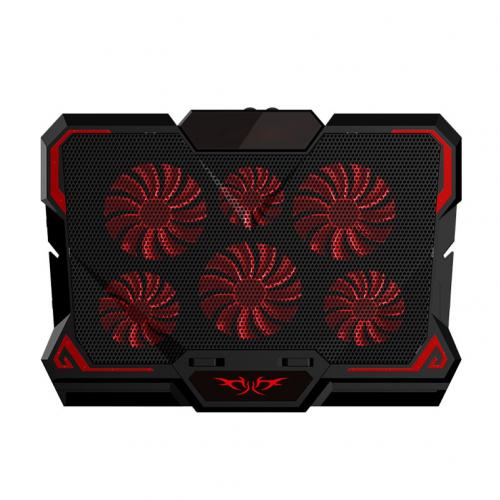 Gaming Laptop Cooler Six Fan Led Screen Two USB Port Laptop Cooling Pad Notebook Stand for Laptop for Gamer Home Office: Red Speed Control