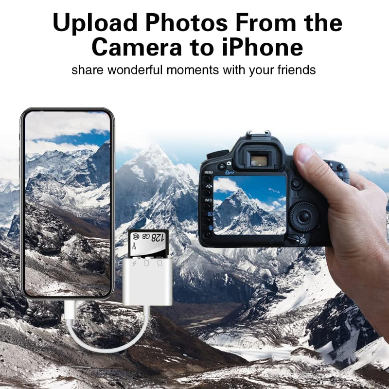 Lightning to SD Card Reader For iPhone 12 11 13 14 15 Pro Max Memory Card Adapter Camera SD Card Adapter For iPhone iPad MacBook