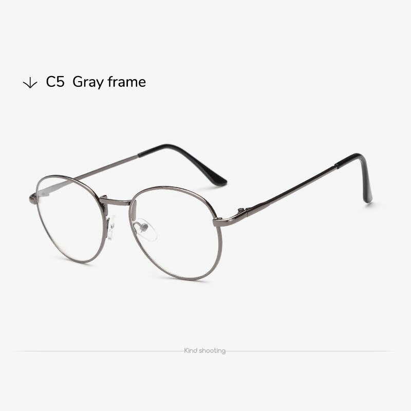 Toketorism metal frame round glasses for women men prescription eyeglasses: Gray