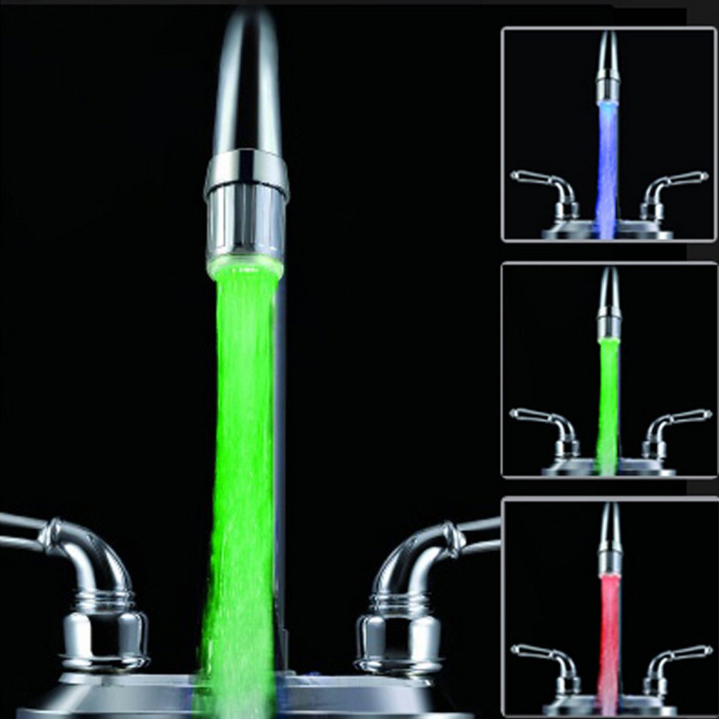RGB Glow Automatic Temperature Sensor Shower LED Light Water Faucet Tap 3 Color Water Power Shower Tap