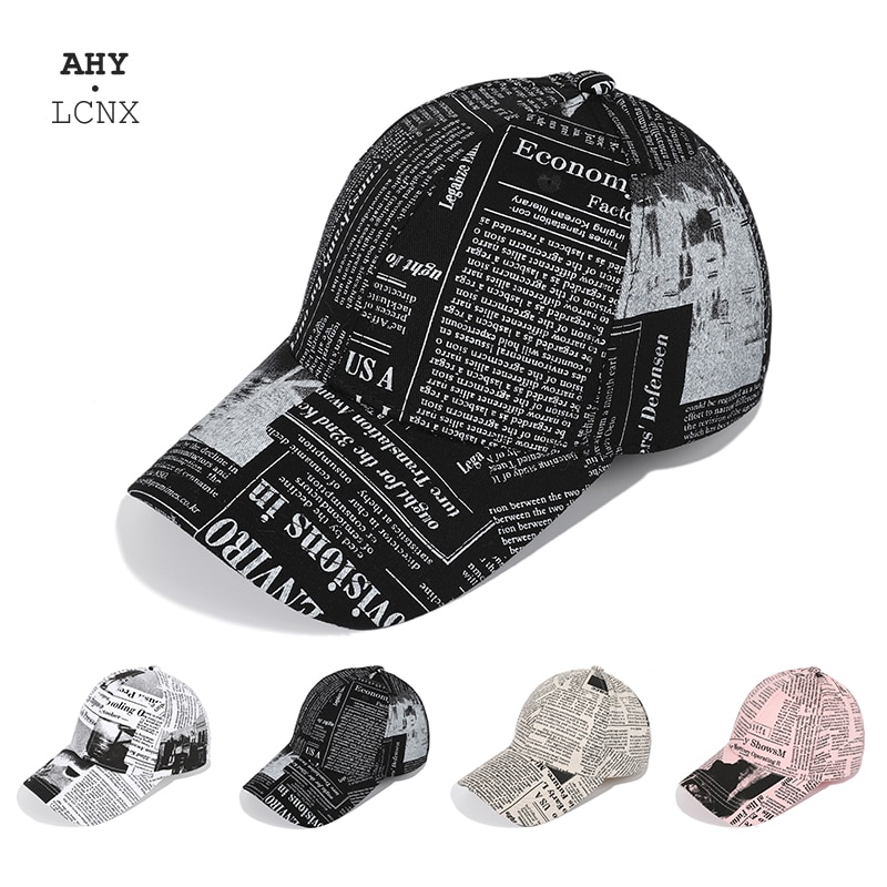 Outdoor Retro Krant Patroon Baseball Cap Voor Mannen Trendy Vrouwen Hoed Zwarte Graffiti Hip Hop Caps Mannen lange Rand Hoeden