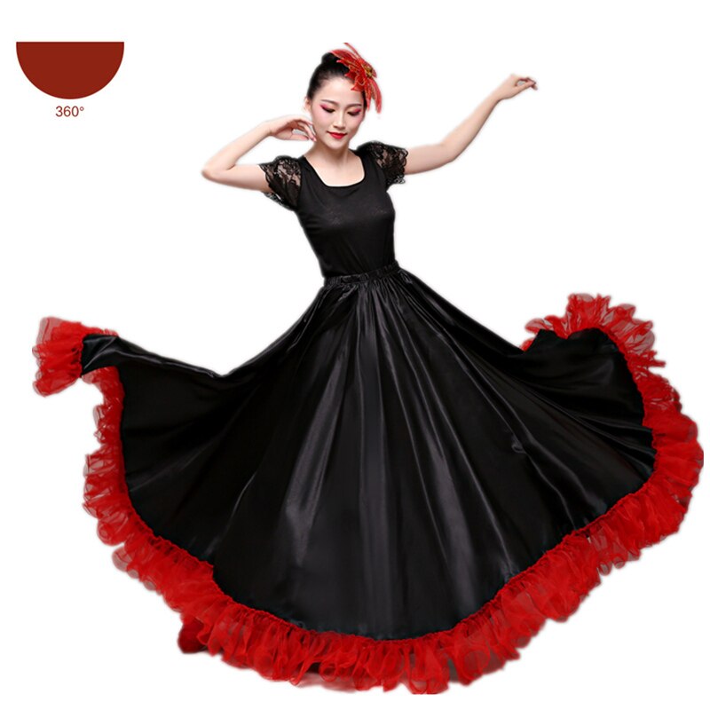 Flamenco Röcke Spanisch Kleid für Frauen tanzen Kostümich Zigeuner schwingen Felsen Chor Bühne Leistung Spanien Stierkampf Bigdance: Farbe1 360
