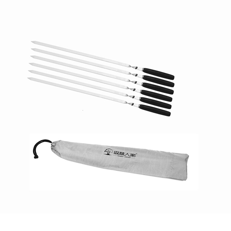 6PCS Wooden Barbecue Skewers Set w/Oxford Bag Long Barbecue Fork Shish Kebob Skewers For Beef Chicken Meat 21.6in