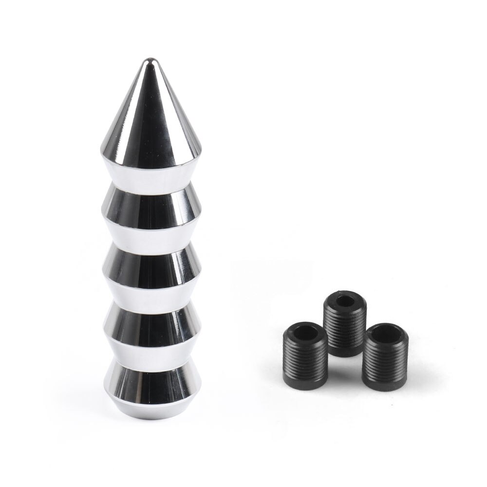 Universal 146MM Gear Shift Knob Pointed End Cone Manual Transmission Aluminum Shifter Lever Knob Gear Bamboo Style: Chrome
